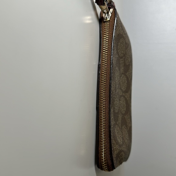 Burgundy Tan Coach Leather Wristlet Wallet with Zip - Picture 8 of 12